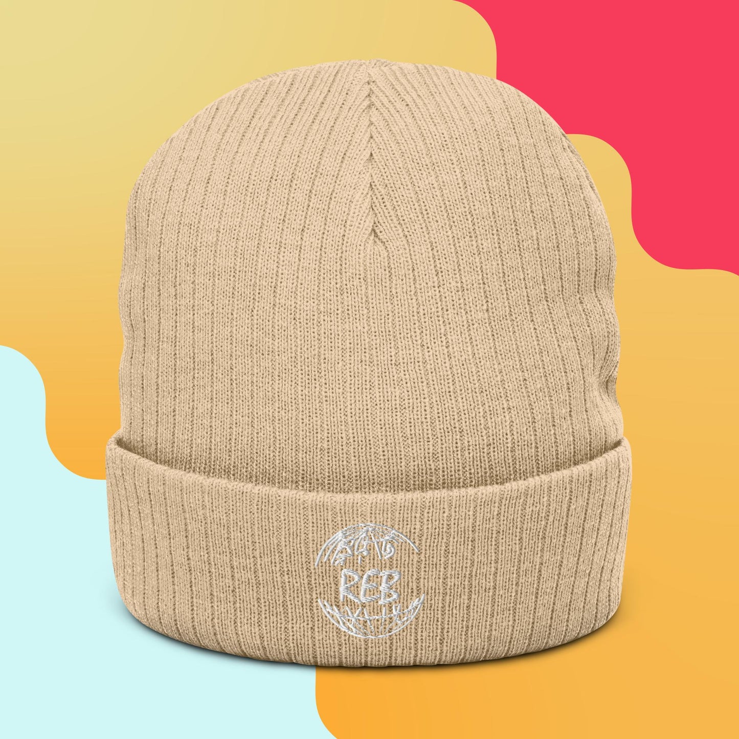 REB Ribbed Knit Beanie