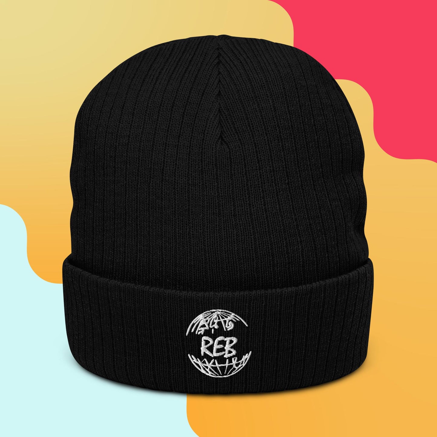 REB Ribbed Knit Beanie